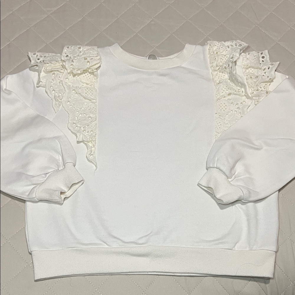 H&M White Lace Detail Kids Sweater